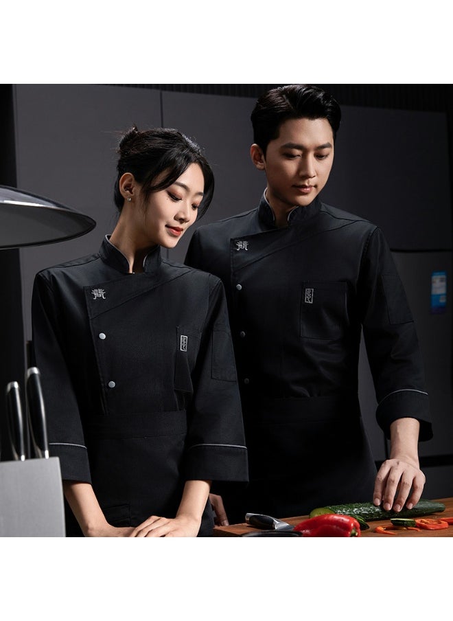 NIBEMINENT Chef Coat Hotel Costume Kitchen Uniform Shirts Long Sleeves Chef Jackets Men Women Waiter Western Restaurant Work Clothes  - Image 3