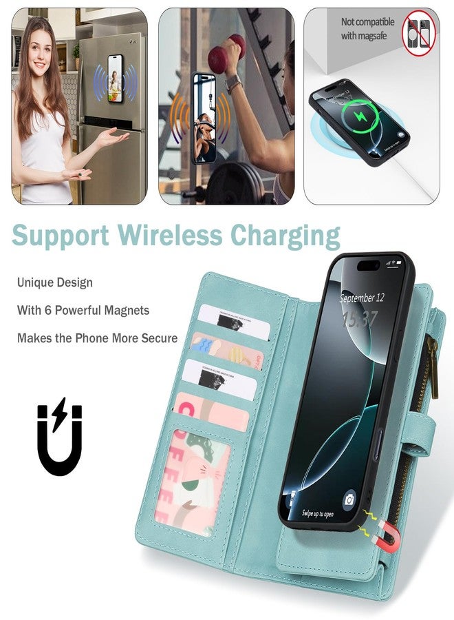 TwoHead Wallet Case Compatible with iPhone 16 Pro Max, Magnetic Detachable Protective PU Leather Case with Card Holder and Change Pocket, 6.9 inches, Blue - Image 3