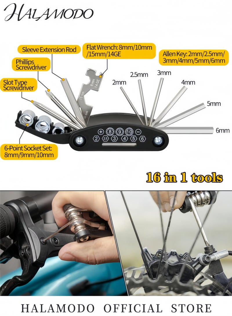HALAMODO Bike Repair Kit Bike Tire Repair Tool Kit Mini Bicycle Pump Bicycle Tire Patch Kit Used for Mountain Bike and Road Bike - Image 2