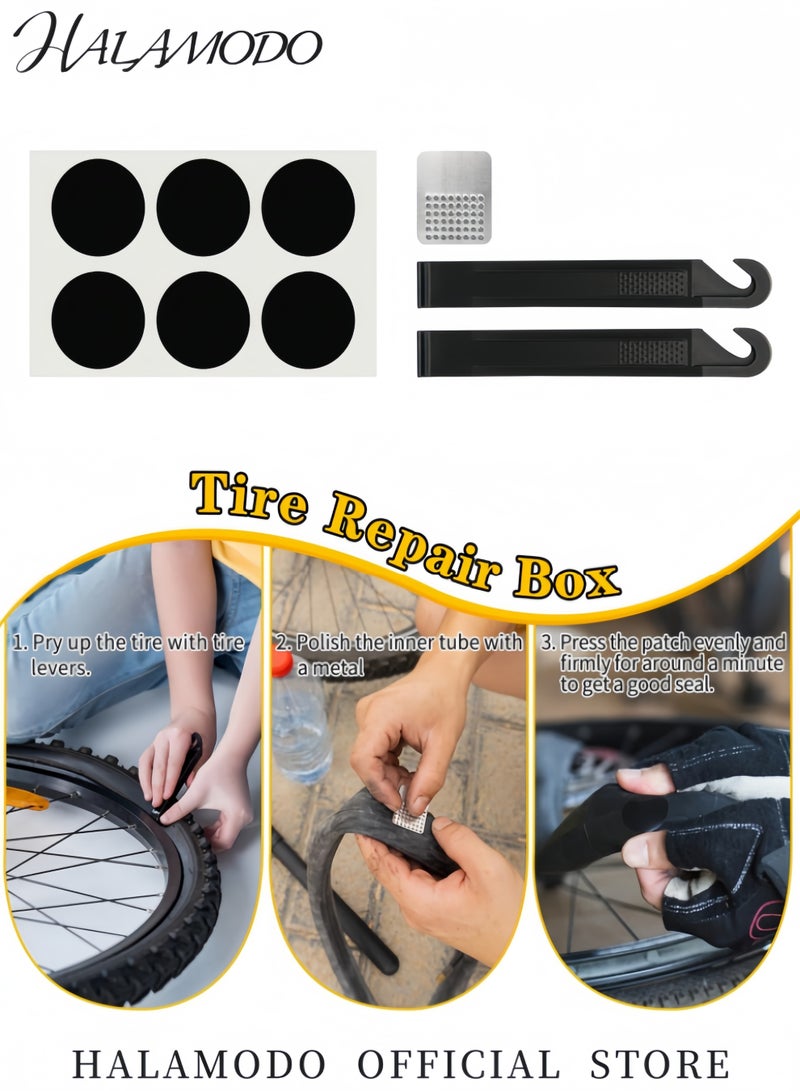 HALAMODO Bike Repair Kit Bike Tire Repair Tool Kit Mini Bicycle Pump Bicycle Tire Patch Kit Used for Mountain Bike and Road Bike - Image 3