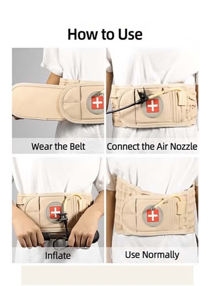 حزام ظهر قابل للنفخ لتخفيف الضغط، حزام دعم الظهر، دعامة الظهر، حزام تخفيف الضغط القطني لتخفيف آلام أسفل الظهر للرجال والنساء - Image 3