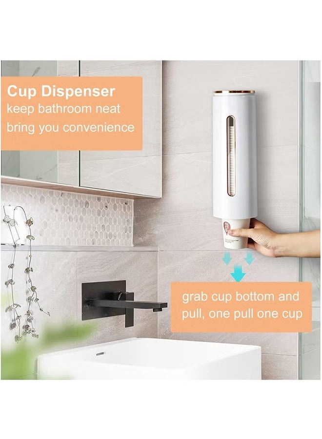 Wall Mounted Cup Dispenser, Drill-Free Pull Type Disposable Cup Holder with Dustproof Cover, Fits 5oz-7oz Paper Cups for Home Office Restaurant Use - Image 4