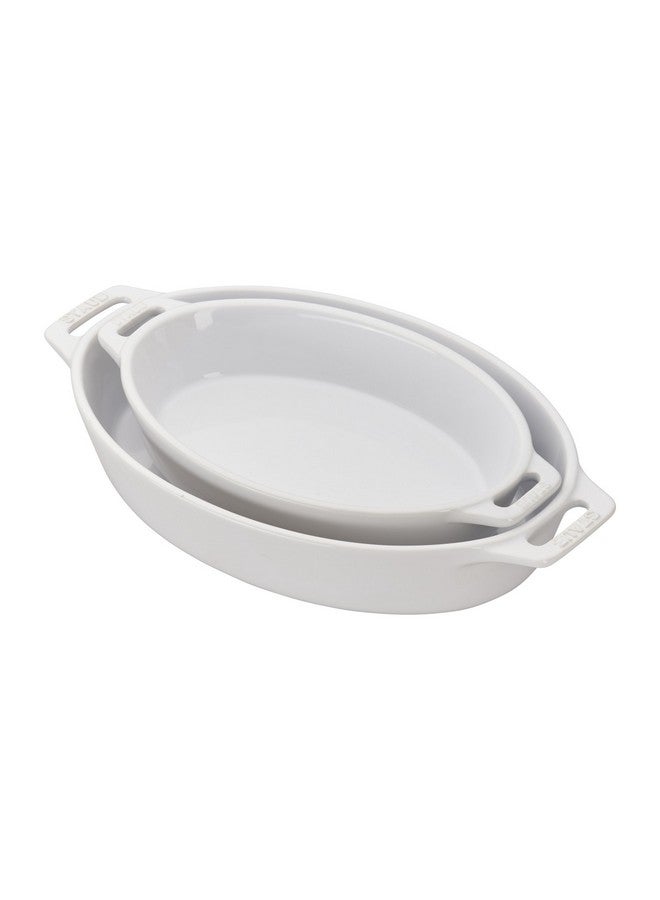 STAUB Ceramics Oval Baking Dish Set, 2-piece, White - Image 1