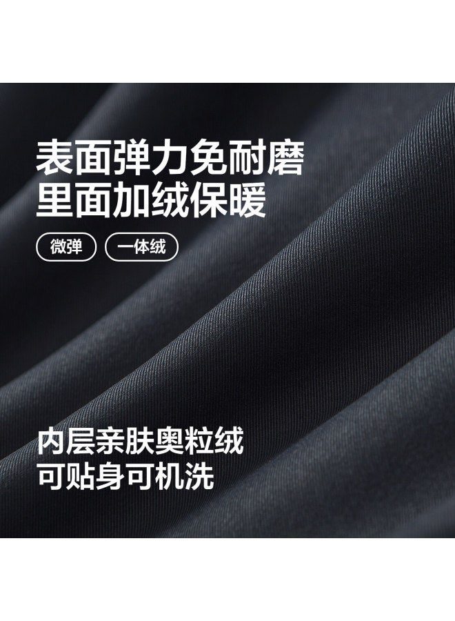 Hodo Men's Casual Pants Autumn Winter Stretch Thickened Warm Straight Leg Trousers B5 Dark Navy