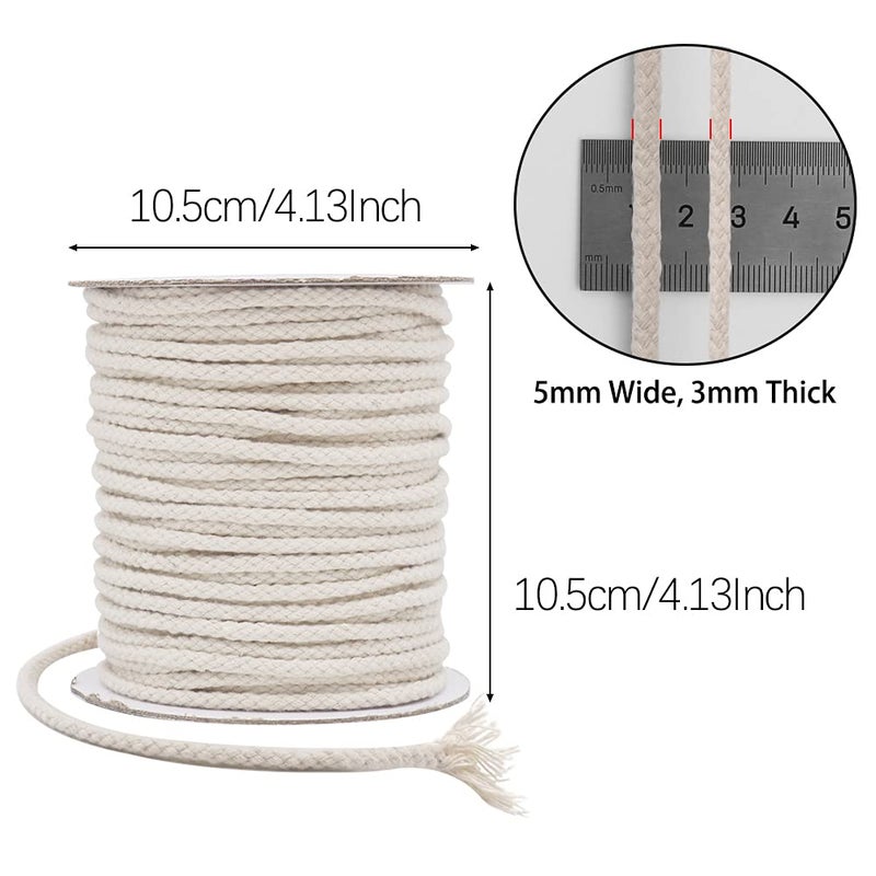 Tenn Well 5mm Macrame Cord, 165Feet Braided Cotton Rope Thick Craft Twine for Macrame Plant Hangers, Wall Hangings, Drawstrings, Clothes Lines, DIY Crafts (Beige) - Image 5