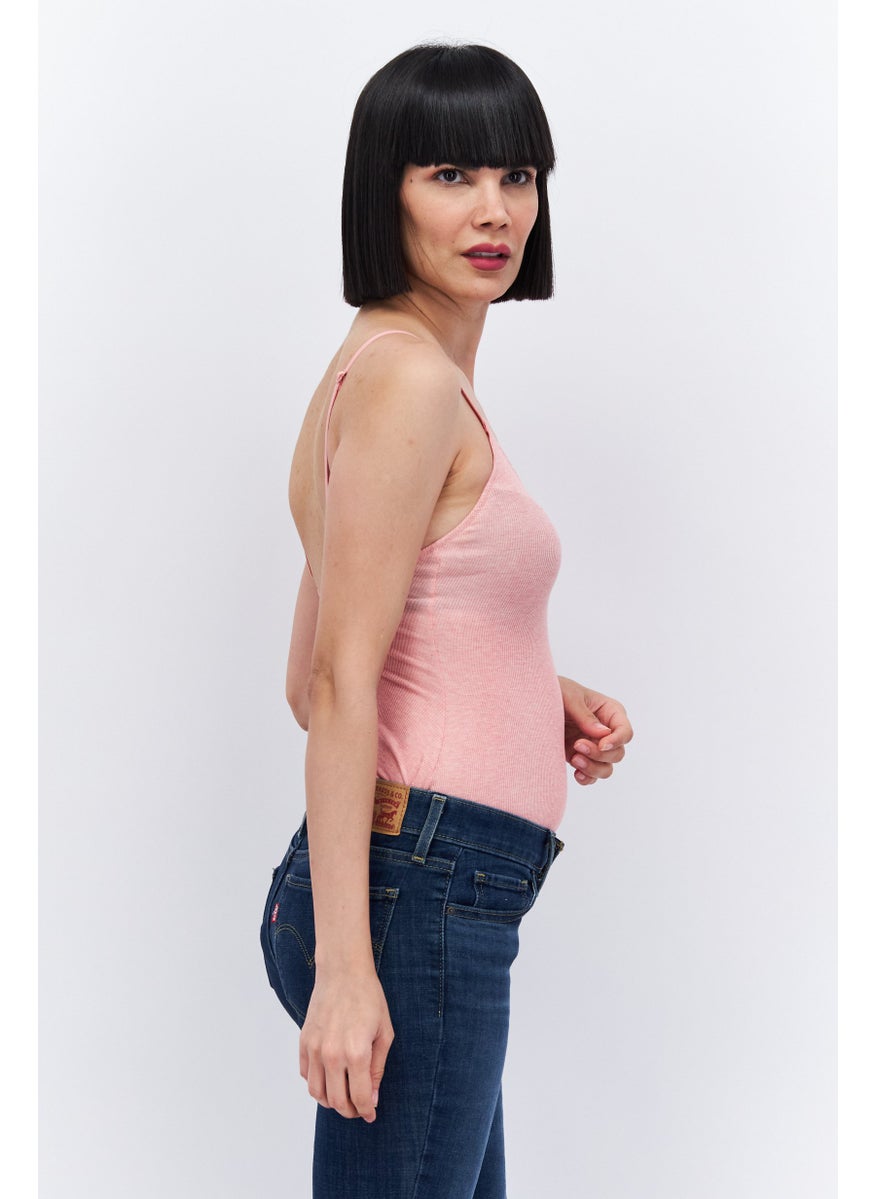 Etam Women Sleeveless Ribbed Bodysuit, Pink  - Image 3