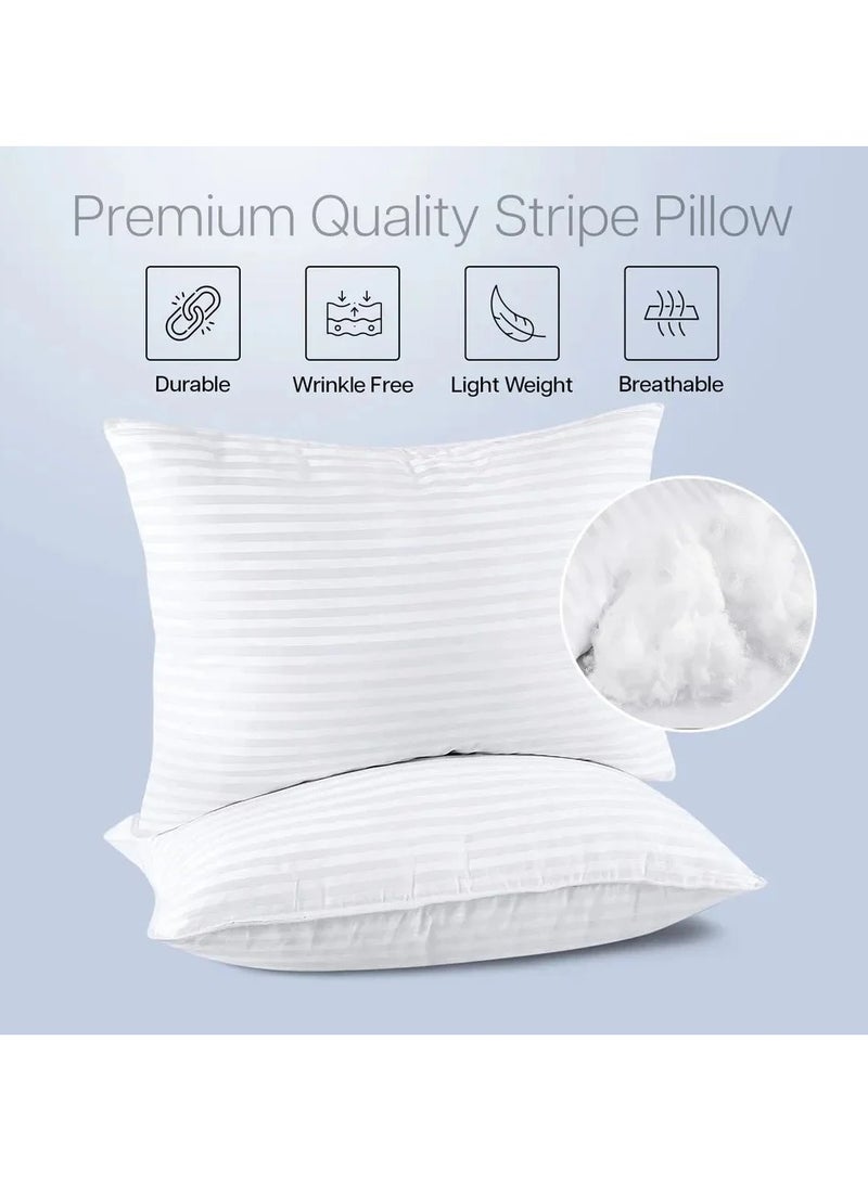 COMFY SET OF 2 HOTEL STRIPE COTTON HYPOALLERGENIC WHITE PILLOW - Image 1