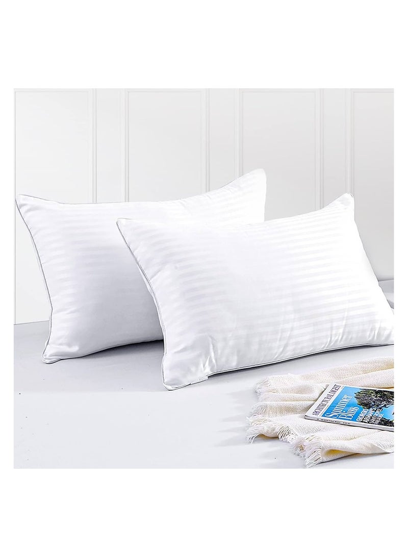COMFY SET OF 2 HOTEL STRIPE COTTON HYPOALLERGENIC WHITE PILLOW - Image 2