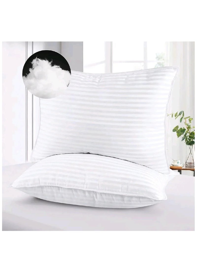 COMFY SET OF 2 HOTEL STRIPE COTTON HYPOALLERGENIC WHITE PILLOW - Image 3