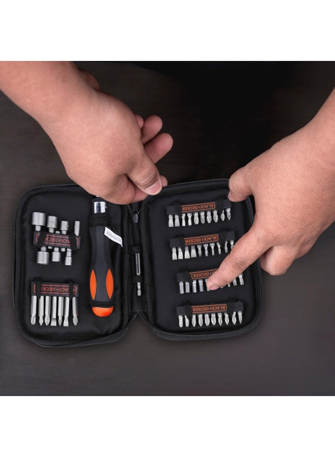 BLACK+DECKER A7104, 56-Piece Screwdriver & Nut Driver Set with Ratcheting Screwdriver and Storage Case - Image 2