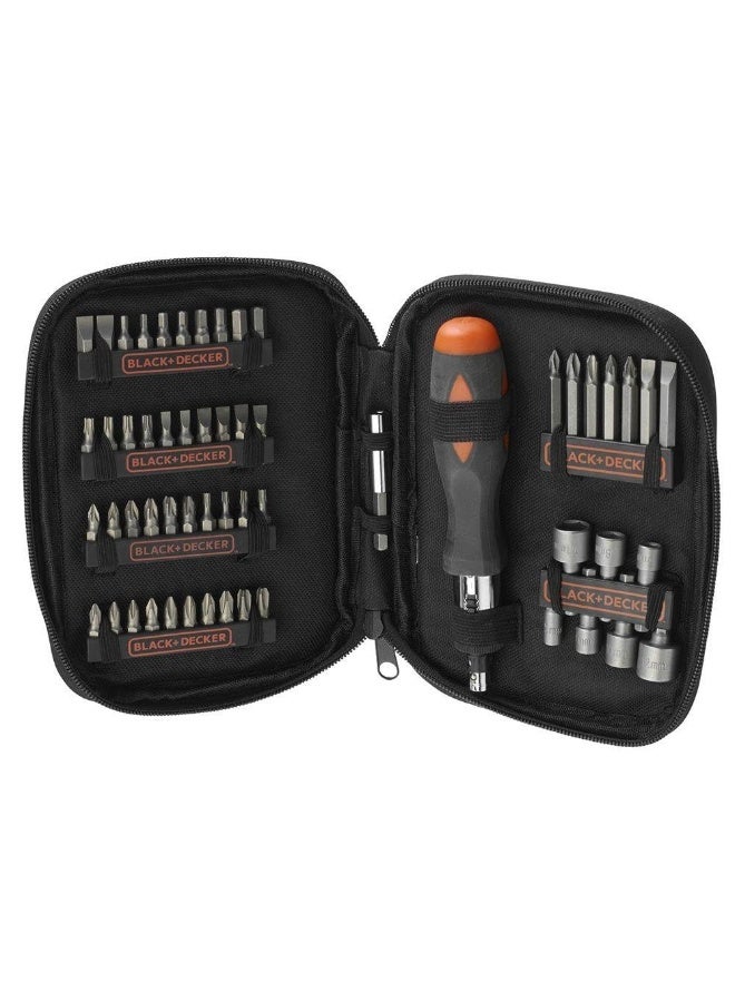 BLACK+DECKER A7104, 56-Piece Screwdriver & Nut Driver Set with Ratcheting Screwdriver and Storage Case - Image 1