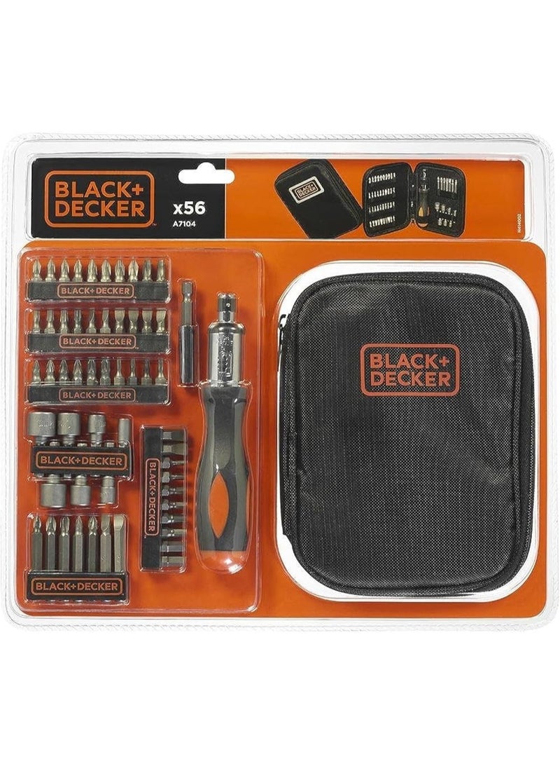 BLACK+DECKER A7104, 56-Piece Screwdriver & Nut Driver Set with Ratcheting Screwdriver and Storage Case - Image 4