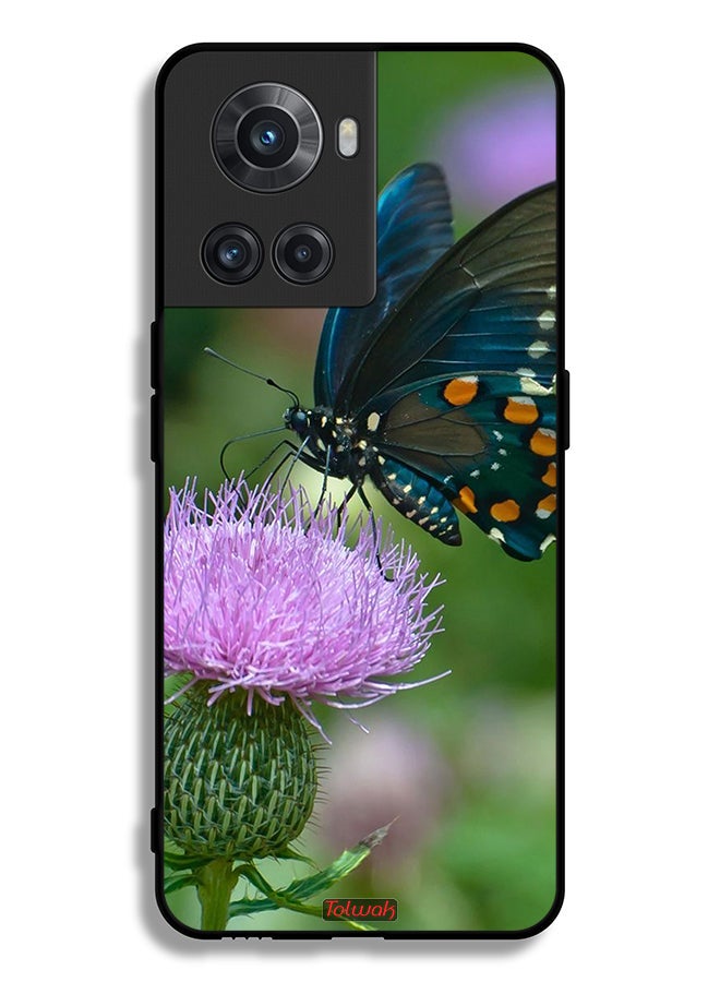 Tolwak OnePlus 10R 5G Protective Case Cover Butterfly Sitting On Flower - Image 2