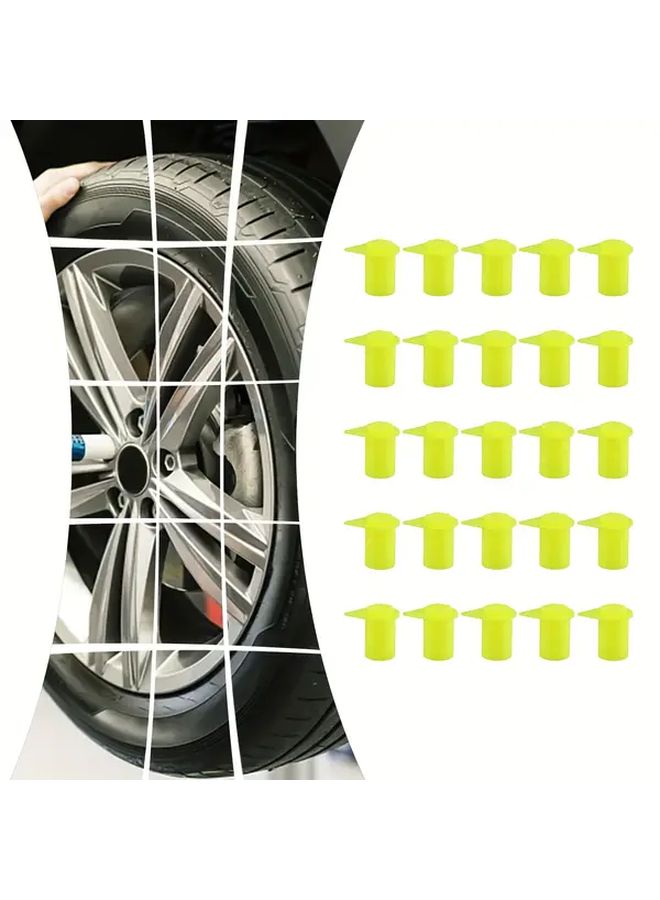 25pcs 21mm Yellow Dustproof Wheel Nut Indicator Long Safety Cover - Image 2