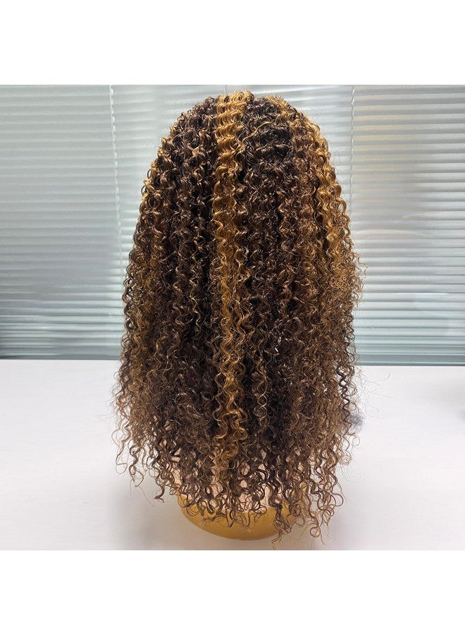 XSY Headband Wig Human Hair Highlight Ombre Kinky Curly 16 Inch Headband Wigs for Black Women Honey Blonde Glueless Wig Brazilian Curly Human Hair Wigs - Image 5