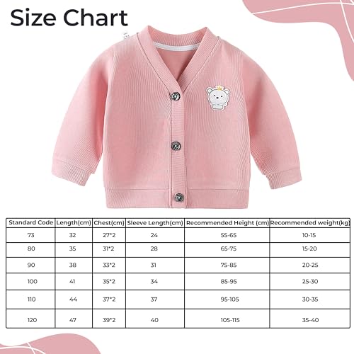 BEMBIKA Woollen Knitted Full Sleeve Sweater for Kids Cardigan Winter Wear Front Button V-Neck Shape Sweater for Baby Boys and Girls (Pink) 18Months-24Months - Image 3