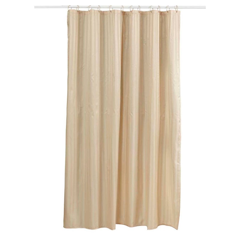 Obsessions Polyester Waterproof Striped Shower Curtain with 12 Hooks 180X230cm_Rust - Image 2