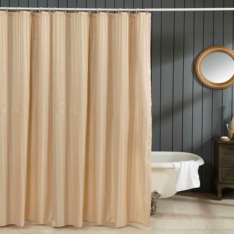 Obsessions Polyester Waterproof Striped Shower Curtain with 12 Hooks 180X230cm_Rust - Image 1
