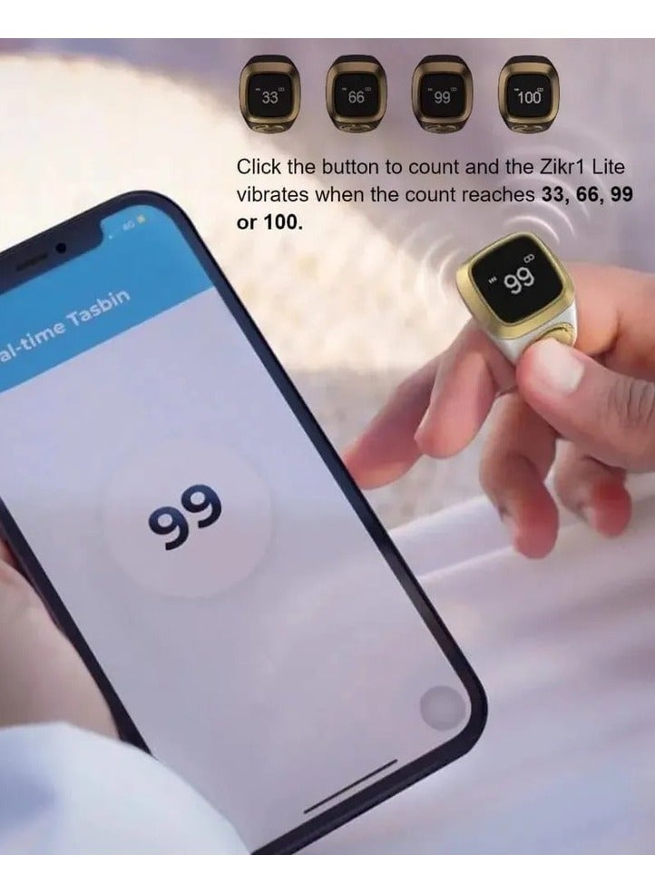 iQIBLA iQIBLA Smart Tasbih Zikr Ring black grey (22mm) – Waterproof Islamic Prayer Ring with OLED Display, Bluetooth Connectivity, Tasbih Counter, Qibla Direction & Prayer Time Reminders - Image 3