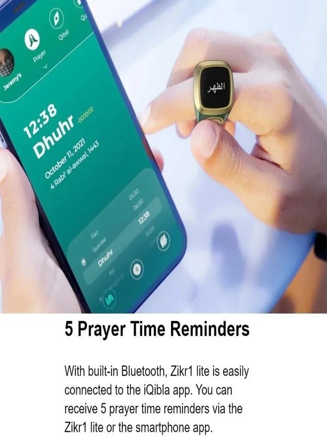 iQIBLA iQIBLA Smart Tasbih Zikr Ring black grey (22mm) – Waterproof Islamic Prayer Ring with OLED Display, Bluetooth Connectivity, Tasbih Counter, Qibla Direction & Prayer Time Reminders - Image 4