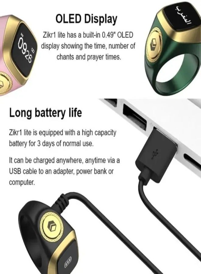 iQIBLA iQIBLA Smart Tasbih Zikr Ring black grey (22mm) – Waterproof Islamic Prayer Ring with OLED Display, Bluetooth Connectivity, Tasbih Counter, Qibla Direction & Prayer Time Reminders - Image 5