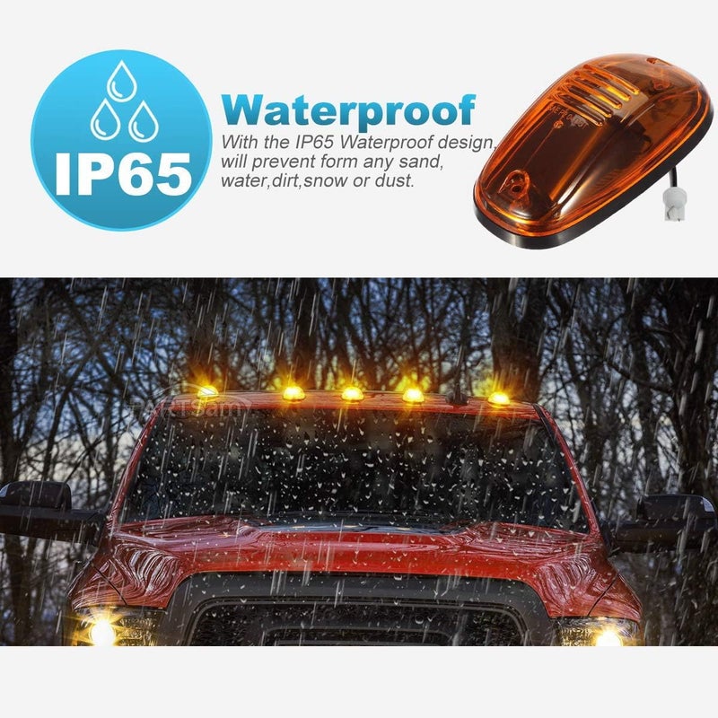 Partsam 5pcs 16LED Amber Cab Light Top Roof Running Clearance Cab Marker Lights 264146AM Assembly Compatible with Dodge Ram 1500 2500 3500 4500 5500 2003-2018 Pickup Trucks - Image 3