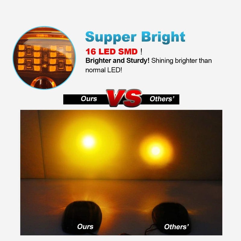 Partsam 5pcs 16LED Amber Cab Light Top Roof Running Clearance Cab Marker Lights 264146AM Assembly Compatible with Dodge Ram 1500 2500 3500 4500 5500 2003-2018 Pickup Trucks - Image 5