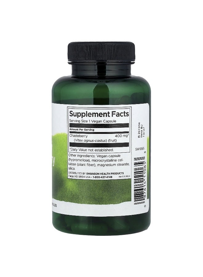 SWANSON Swanson, Full Spectrum® Chasteberry Fruit, 400 mg, 120 Vegan Capsules  - Image 2