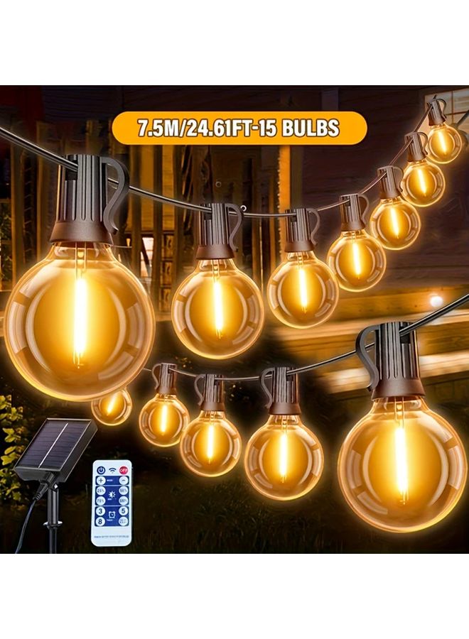 Smart Solar G40 String Lights 15 Shatterproof Bulbs 7 5M Remote 8 Modes - Image 1