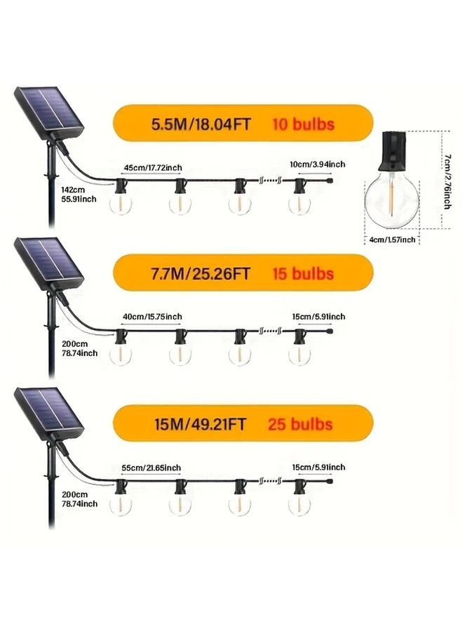 Smart Solar G40 String Lights 15 Shatterproof Bulbs 7 5M Remote 8 Modes - Image 3