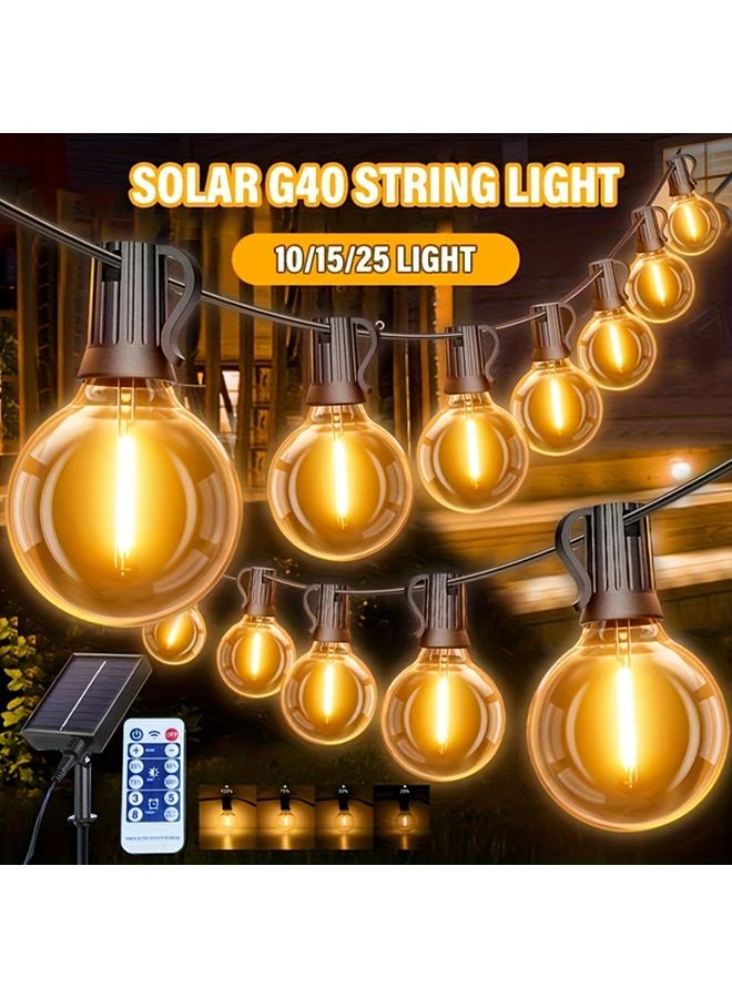 Smart Solar G40 String Lights 15 Shatterproof Bulbs 7 5M Remote 8 Modes - Image 2