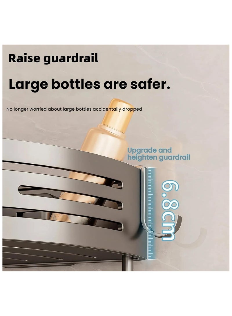 NANAO رف الحمام من الفولاذ المقاوم للصدأ، منظم دش مع كوب شفط، مقاوم للصدأ، من الألمنيوم، بدون حفر، رف تخزين مثبت على الحائط للحمام والدش والمطبخ - Image 5