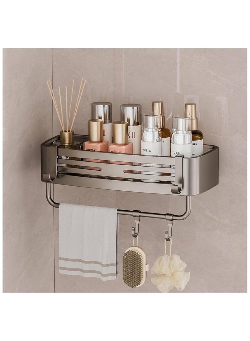 NANAO رف الحمام من الفولاذ المقاوم للصدأ، منظم دش مع كوب شفط، مقاوم للصدأ، من الألمنيوم، بدون حفر، رف تخزين مثبت على الحائط للحمام والدش والمطبخ - Image 1
