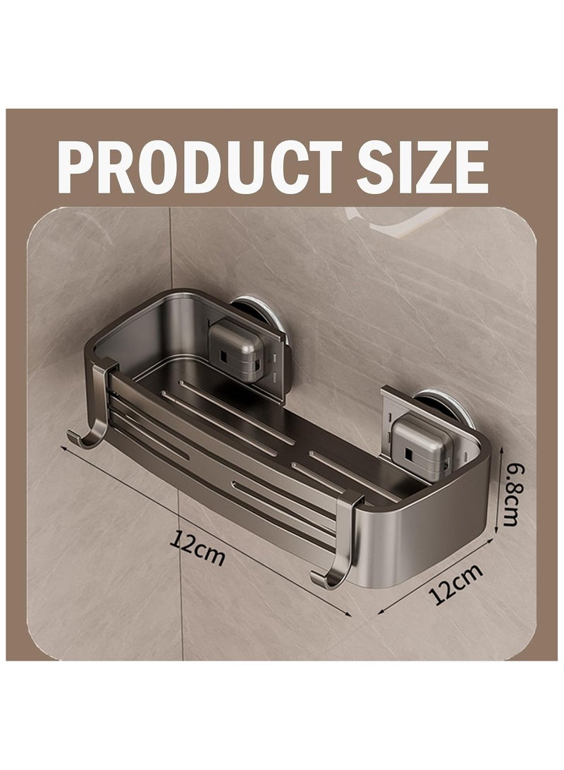 NANAO رف الحمام من الفولاذ المقاوم للصدأ، منظم دش مع كوب شفط، مقاوم للصدأ، من الألمنيوم، بدون حفر، رف تخزين مثبت على الحائط للحمام والدش والمطبخ - Image 2