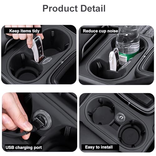 Speechn Cup Holder Coasters for Cayenne Accessories, Silicone Non-Slip Car Cup Holder Insert for Porsche 2011-2017 Cayenne Car Accessories (for Cayenne 2011-2017 Black) - Image 3
