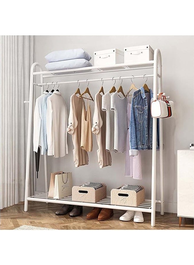 RollsTimi  Exquisite Clothes Rail Rack Multi Functional Single Pole Clothing Rack Portable Coat Organiser Metal Garment Hanging Rails White - Image 1