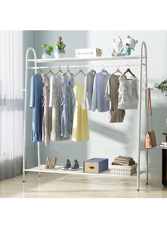 RollsTimi  Exquisite Clothes Rail Rack Multi Functional Single Pole Clothing Rack Portable Coat Organiser Metal Garment Hanging Rails White - Image 2