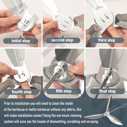 AMTHKNO 22-1/2-Inch One-Touch Cleaning System Kit, 7444 Replacement Parts-Grill Damper for Weber Grill, Also for Master-Touch Series, Performer Series, and Original Kettle Series 22" Charcoal Grills, Silver - Image 3