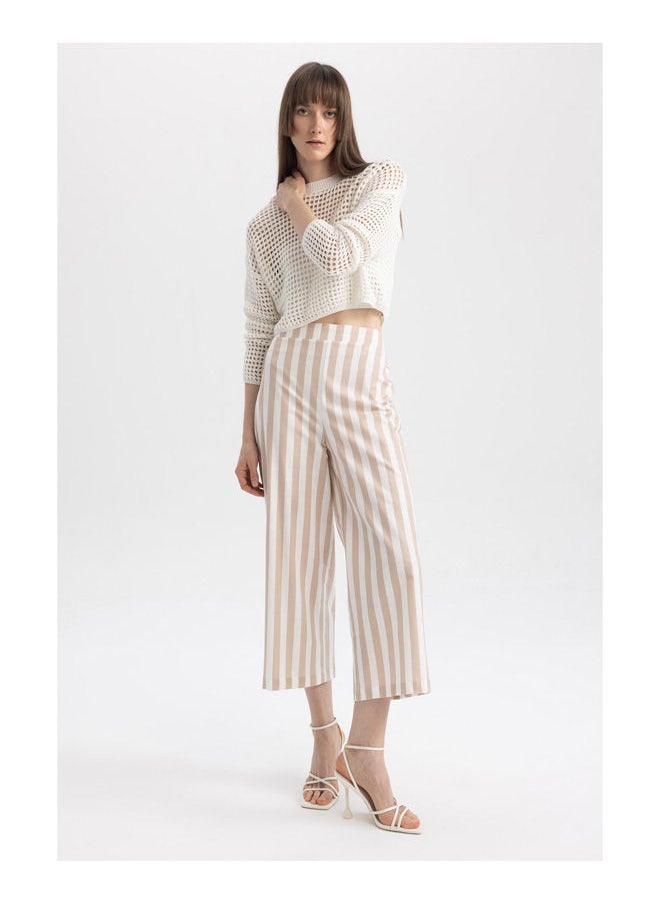 DeFacto - Woman Crop Wide Leg Woven Trousers - Image 1
