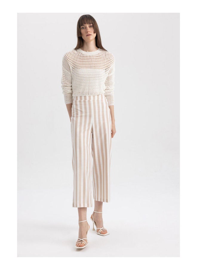 DeFacto - Woman Crop Wide Leg Woven Trousers - Image 1