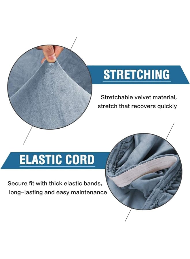 The Bros Dining Chair Covers Velvet Stretch Chair Covers for Dining Room Set of 4 Parson Chair Slipcovers Chair Protectors Covers,Soft Thick Solid Velvet Fabric Washable (4, Stone Blue) - Image 2