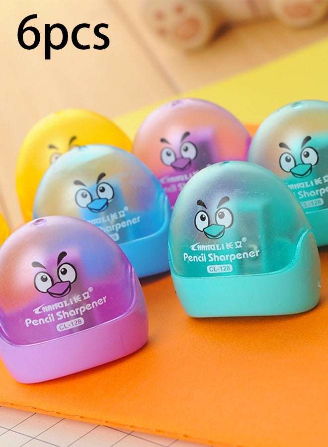 Changli 6Pcs Cartoon Pencil Sharpener, Portable Eyeliner Sharpener, Pencil Sharpeners with Single Hole with Contain ,Color Random - Image 1