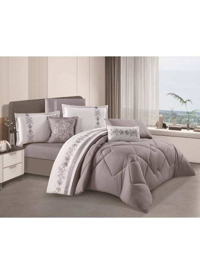 Hours Horse 8-piece king-size comforter set, embroidered with a modern and distinctive pattern  - Image 1