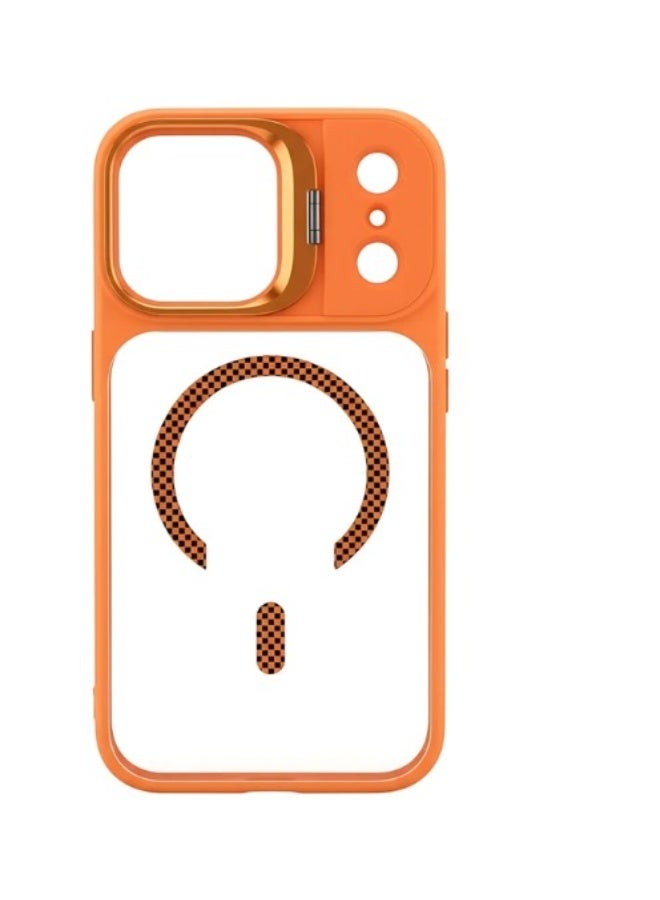 VR CREATIVE Rugged MagSafe Protective Case for Apple iPhone 17 Pro Max with Sliding Camera Cover, Shockproof Design, Wireless Charging Compatible – Orange