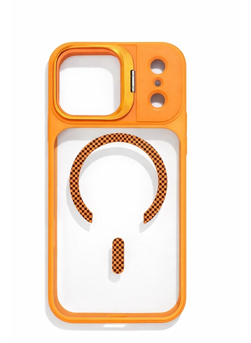 في آر كرييتيف غطاء حماية متين MagSafe لهاتف آبل iPhone 17 Pro Max مع غطاء كاميرا منزلق، تصميم مقاوم للصدمات، متوافق مع الشحن اللاسلكي – برتقالي - Image 3