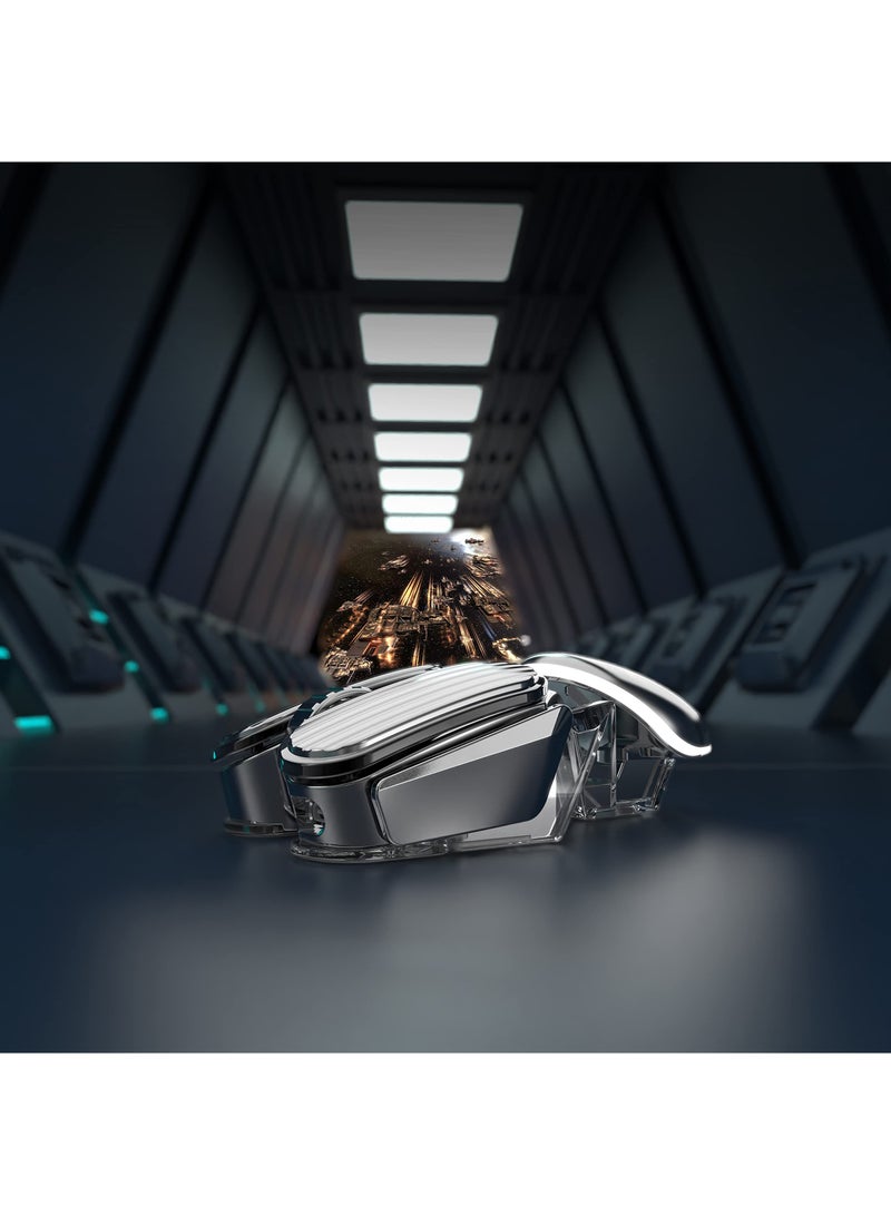 Zikra Wireless Bluetooth Dual Mode Mouse, 2.4G Ergonomic Optical Mouse for Computer, PC, Laptop etc, 800/1200/1600/2000/2400 DPI, Multiple Lighting Effects, Long-Lasting Battery Life (Silver) - Image 4