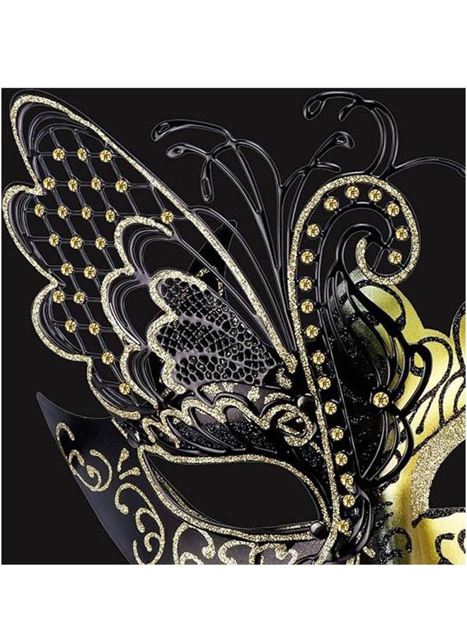 Women's Fancy Dress Mask Venetian erfly Women//Carnival/Party/Prom/Wedding (Gold/Black erfly) - Image 5