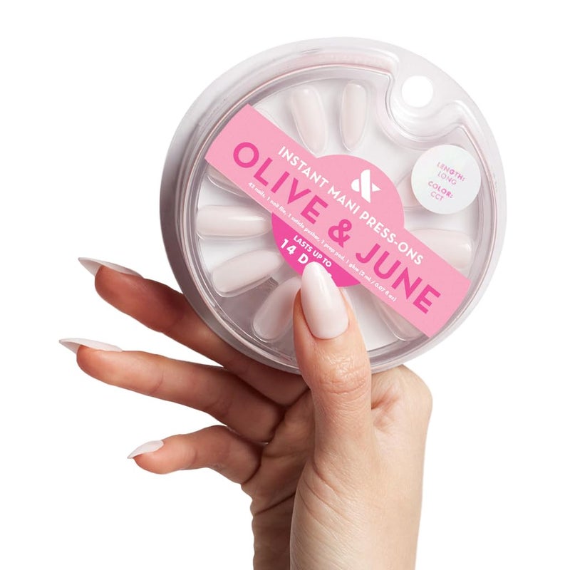 Olive & June أظافر أوليف وجون الفورية القابلة للصق (غراء) | 42 ظفر مزيف، 21 حجم | مواد معاد تدويرها غير سامة وطويلة الأمد بمظهر واقعي | جودة صالون | زهور ونقوش ربيعية | متوسط، لوزي - Image 1