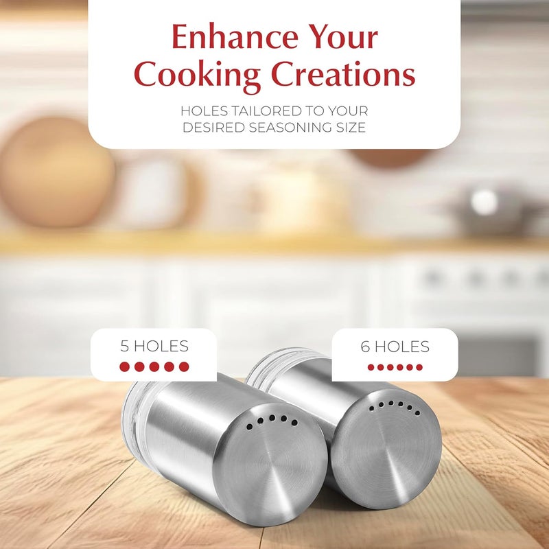 urban noon Salt and Pepper Shakers with Holder - Elegant Stainless Steel Salt Shaker and Pepper Shaker Set with Acrylic Holder for Kitchen Counter or Restaurant Table - Image 4