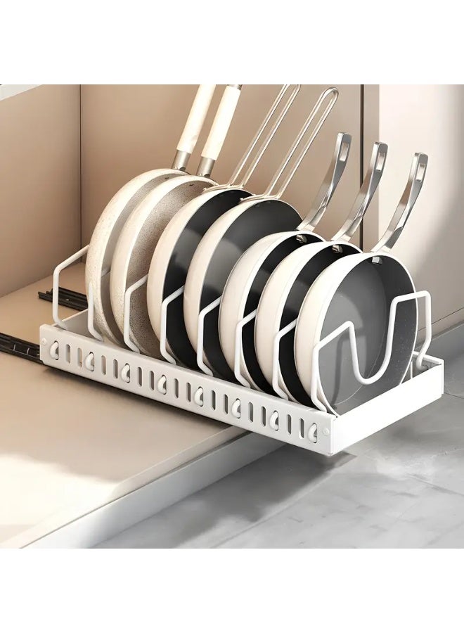 Pull Out Pots and Pans Organizer for Under Cabinet,Pull Out Cabinet Organizer for Pot and Pan Storage, Pot Lid Organizer and holder with Adjustable Dividers (black, 8 dividers) - Image 1